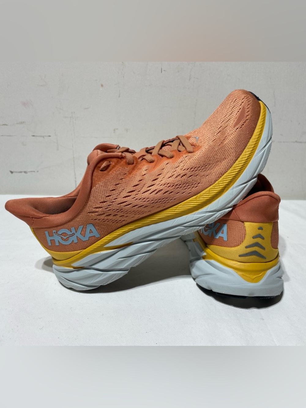HOKA Clifton 8 Womens 7 Wide SBSCR Orange 1121375 Running Shoes Comfort